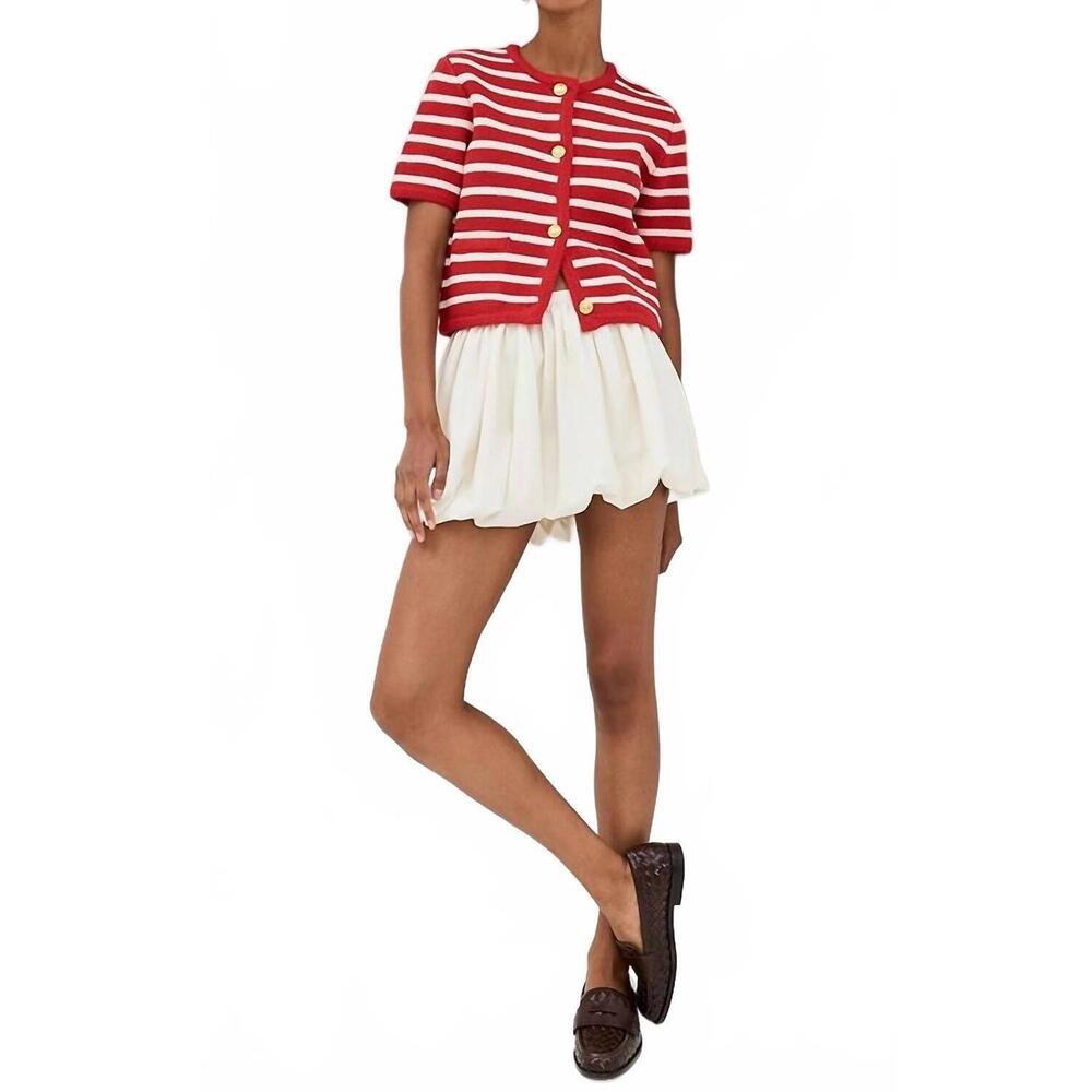 NEW ENGLISH FACTORY knit striped sweater cardigan in red/white - Picture 5 of 5